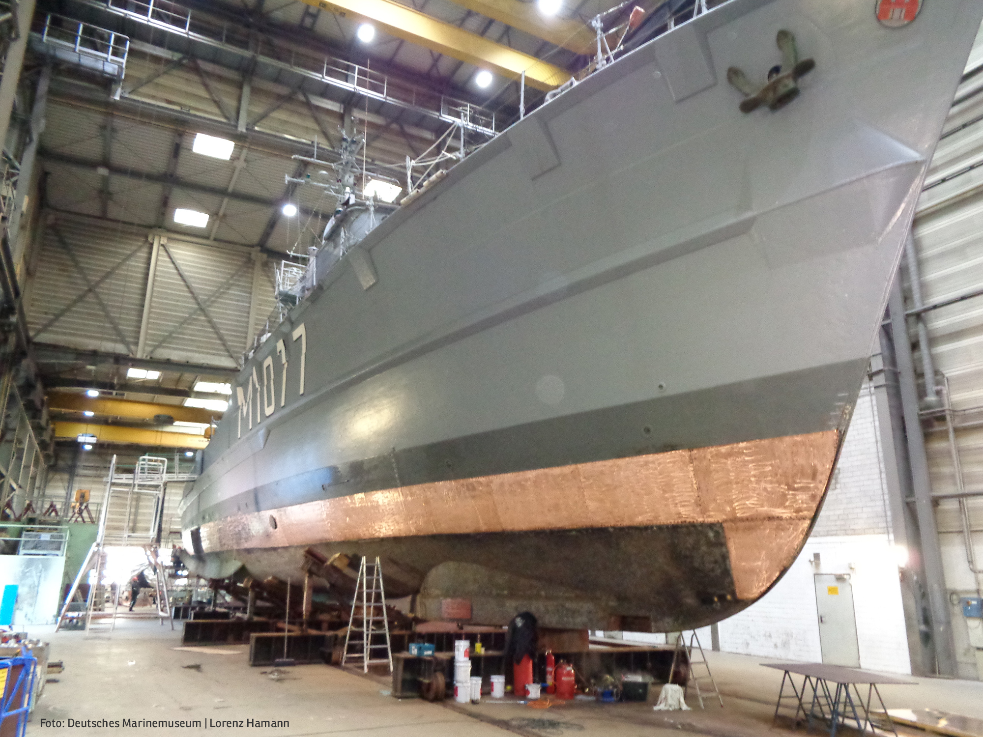 Minenjagdboot "Weilheim" in der Werft (Foto: Deutsches Marinemuseum, Lorenz Hamann)